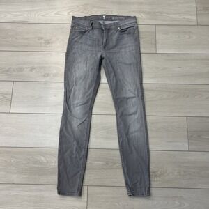 7 For All Mankind The Skinny Jeans Women's Light‎ Gray Mid Rise Stretch Size 31